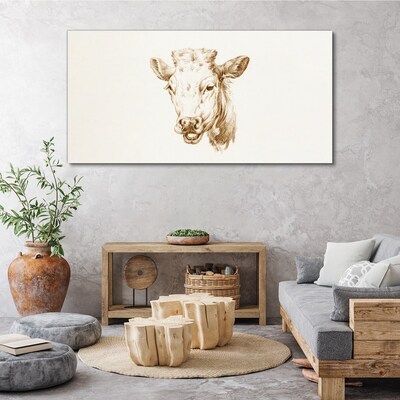 Portrait of a cow in shades of brown Print on canvas