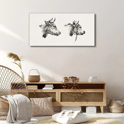 Drawing animals cows Canvas Wall art