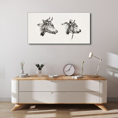 Drawing animals cows Canvas Wall art