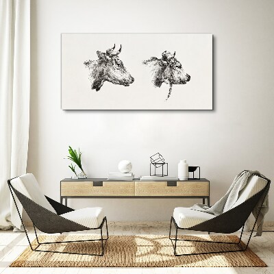 Drawing animals cows Canvas Wall art