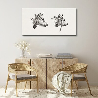 Drawing animals cows Canvas Wall art