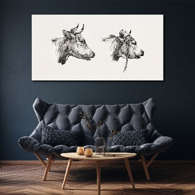 Drawing animals cows Canvas Wall art