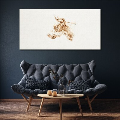 Portrait of a cow in shades of brown Canvas wall art