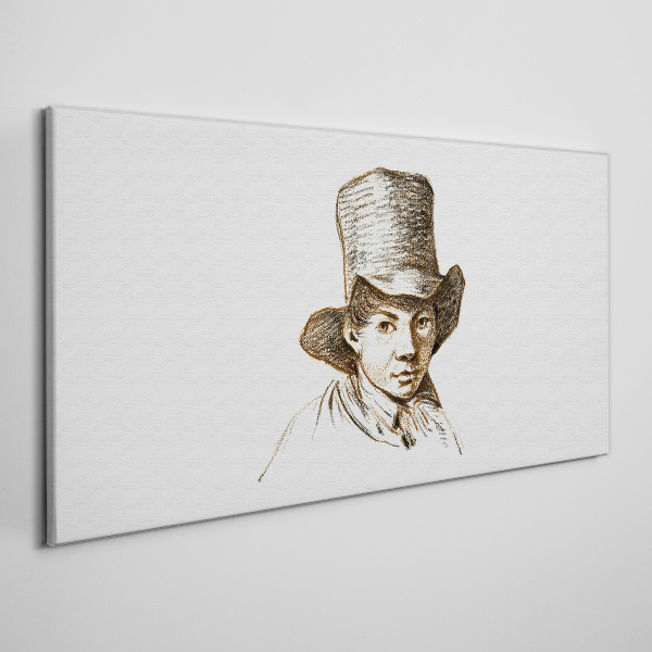 Portrait in a hat Print on canvas