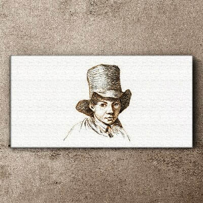 Portrait in a hat Print on canvas