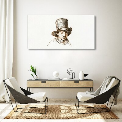 Portrait in a hat Print on canvas