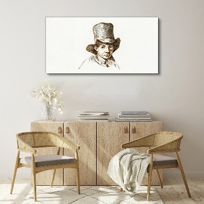 Portrait in a hat Print on canvas