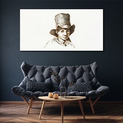 Portrait in a hat Print on canvas