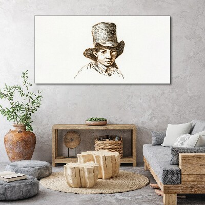 Portrait in a hat Print on canvas