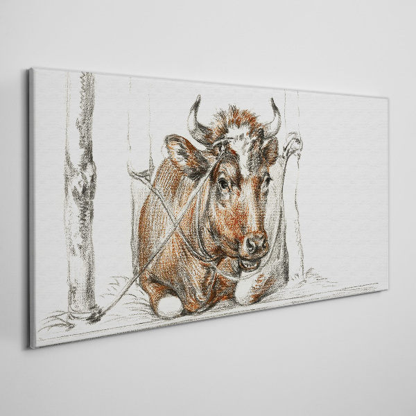 A peaceful cow in a rural setting Canvas wall art