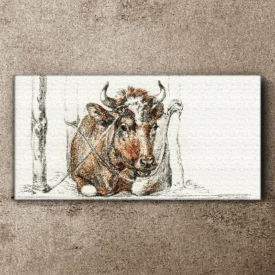 A peaceful cow in a rural setting Canvas wall art
