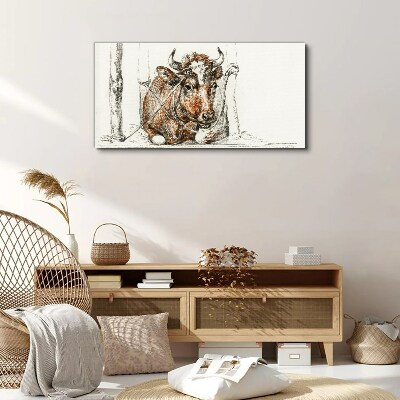 A peaceful cow in a rural setting Canvas wall art