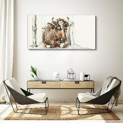 A peaceful cow in a rural setting Canvas wall art