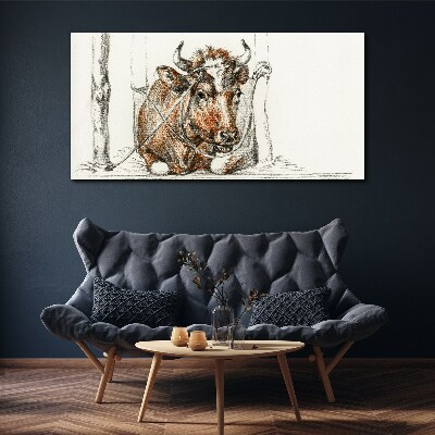 A peaceful cow in a rural setting Canvas wall art