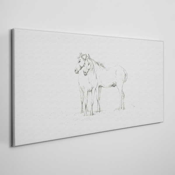 Drawing animals horses Canvas Wall art