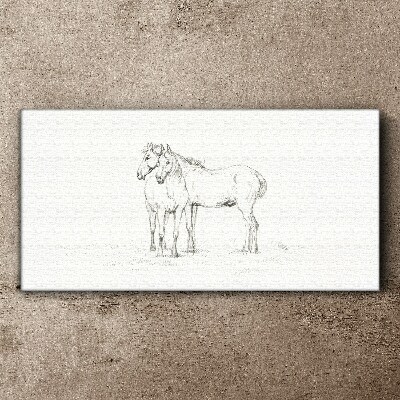 Drawing animals horses Canvas Wall art