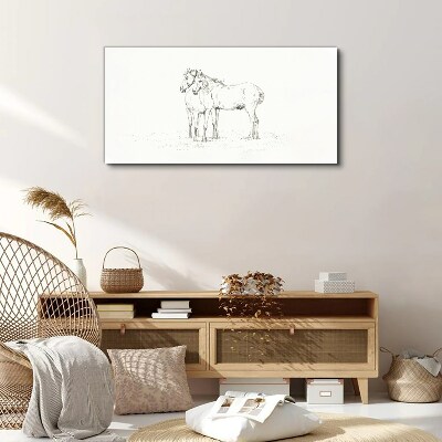 Drawing animals horses Canvas Wall art