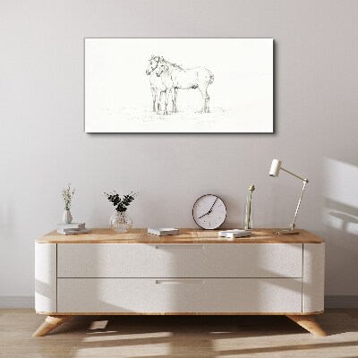 Drawing animals horses Canvas Wall art