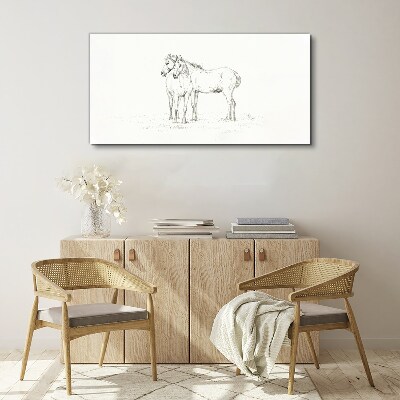 Drawing animals horses Canvas Wall art