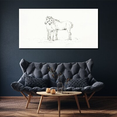 Drawing animals horses Canvas Wall art