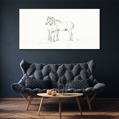 The proximity of horses in the shade Print on canvas