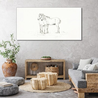 Drawing animals horses Canvas Wall art