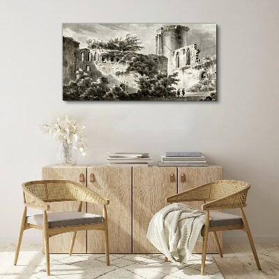 Ruins in the landscape Canvas wall art