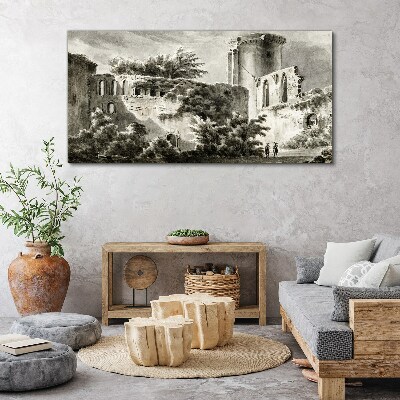 Ruins in the landscape Canvas wall art