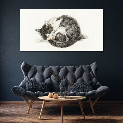 Cat's dream in monochromatic shades Print on canvas