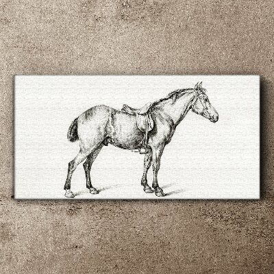 Drawing of a horse in the saddle Canvas wall art