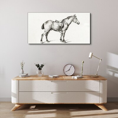 Drawing of a horse in the saddle Canvas wall art