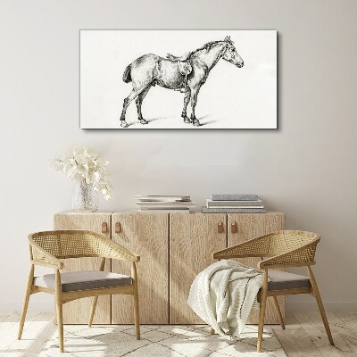 Drawing of a horse in the saddle Canvas wall art