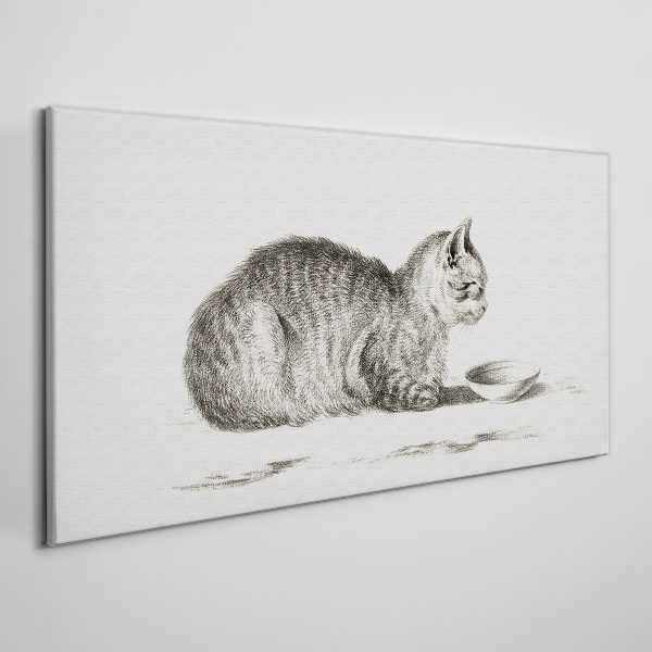 Idyllic cat at the bowl Print on canvas
