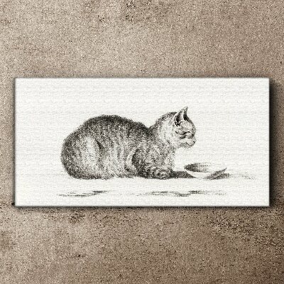 Drawing animal cat Canvas Wall art