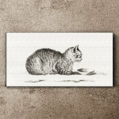 Idyllic cat at the bowl Print on canvas