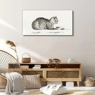 Idyllic cat at the bowl Print on canvas
