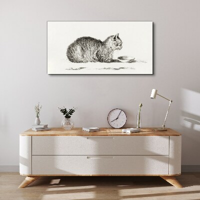 Idyllic cat at the bowl Print on canvas