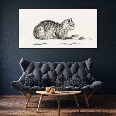 Idyllic cat at the bowl Print on canvas