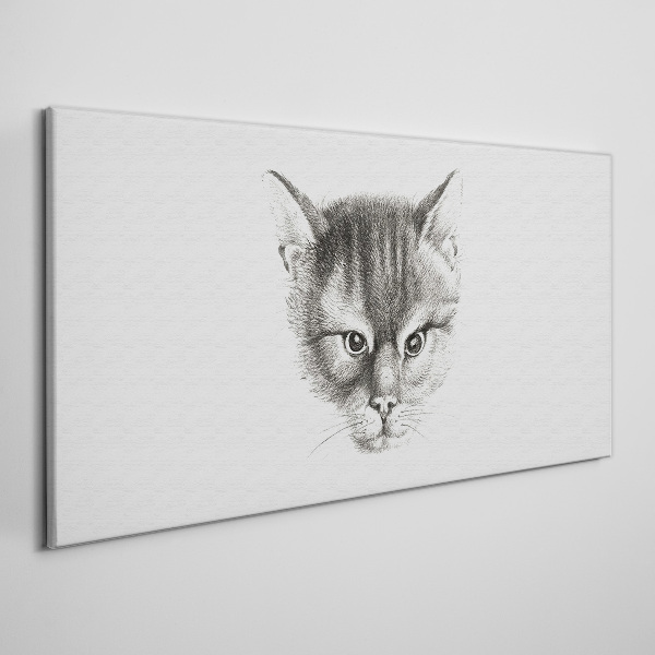Portrait of a cat in shades of gray Canvas wall art