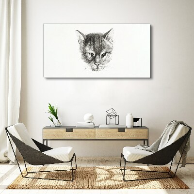 Portrait of a cat in shades of gray Canvas wall art