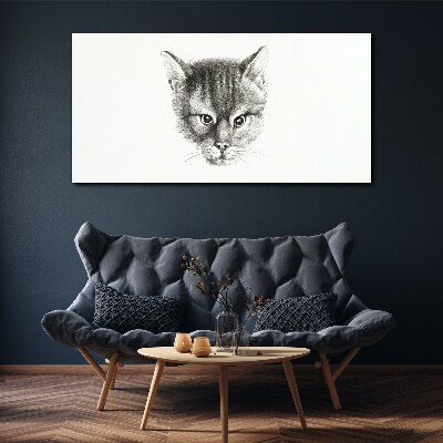 Portrait of a cat in shades of gray Canvas wall art