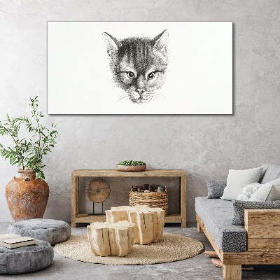 Portrait of a cat in shades of gray Canvas wall art