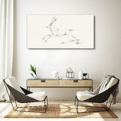 Jumping deer on white background Canvas wall art