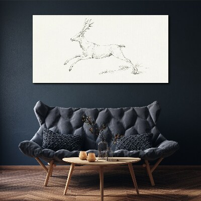 Drawing animal deer Canvas Wall art