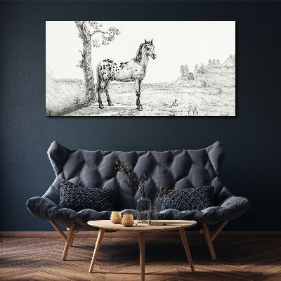 Horses in the landscape Print on canvas