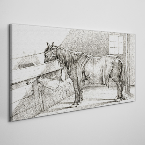 A calm horse in the stable Canvas wall art