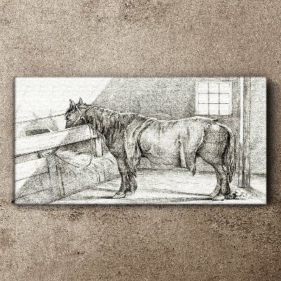 A calm horse in the stable Canvas wall art