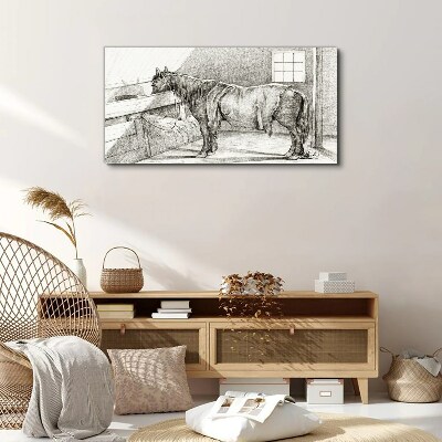 A calm horse in the stable Canvas wall art
