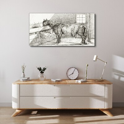 A calm horse in the stable Canvas wall art
