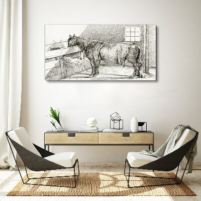 A calm horse in the stable Canvas wall art